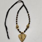 Handcrafted Brass Pendant Necklace – Black & Gold Beads