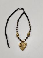 Handcrafted Brass Pendant Necklace – Black & Gold Beads