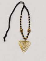 Handcrafted Brass Pendant Necklace – Black & Gold Beads