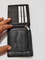 Style Leather Black color green piping Holder Mens Wallet - Image 3