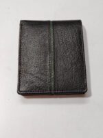 Style Leather Black color green piping Holder Mens Wallet