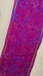 Purple Pink Silk Kantha Stole – Floral Vine Pattern - Image 2