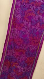 Purple Pink Silk Kantha Stole – Floral Vine Pattern - Image 2