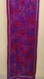 Purple Pink Silk Kantha Stole – Floral Vine Pattern
