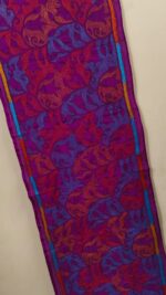 Purple Pink Blended Silk Kantha Stole – Floral Vine Pattern - Image 3