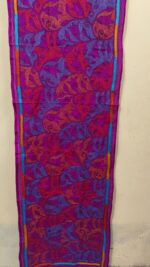 Purple Pink Blended Silk Kantha Stole – Floral Vine Pattern - Image 5