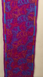 Purple Pink Blended Silk Kantha Stole – Floral Vine Pattern - Image 6