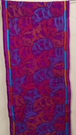 Purple Pink Blended Silk Kantha Stole – Floral Vine Pattern - Image 7