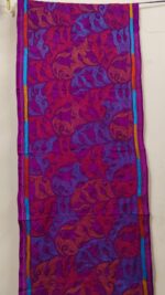 Purple Pink Blended Silk Kantha Stole – Floral Vine Pattern