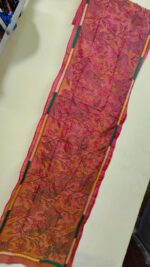 Orange Pink Blended Silk Kantha Stole – Floral Vine Pattern - Image 2