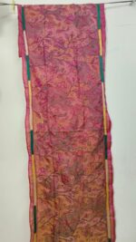 Orange Pink Blended Silk Kantha Stole – Floral Vine Pattern