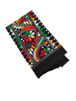 Black Cotton Hand Work Blouse Piece - flower design - Image 4