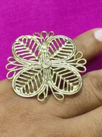 Handcrafted Brass Finger Rings Leaf design Motif
