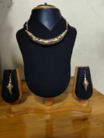 Handmade Dokra Hasuli Necklace Earrings Set - Tribal Brass Jewelry - Image 3