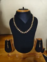 Handcrafted Dokra Brass Gold Beads & Metal Chain Necklace With Earring - Image 2