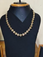 Handcrafted Dokra Brass Gold Beads & Metal Chain Necklace With Earring - Image 3