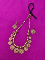 Brass Metal Necklace Spiral Design Set - With Earrings - Image 3