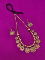 Brass Metal Necklace Spiral Design Set - With Earrings - Image 2