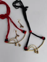 Handcrafted Dokra Flower Bud Brass Necklace - With Matching Earrings - Image 3