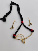 Handcrafted Dokra Flower bud Brass Necklace - With Matching Earrings - Image 2
