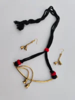 Handcrafted Dokra Flower bud Brass Necklace - With Matching Earrings - Image 3
