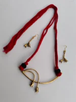 Handcrafted Dokra Flower bud Brass Necklace - With Matching Earrings - Image 2