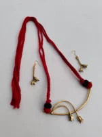 Handcrafted Dokra Flower bud Brass Necklace - With Matching Earrings - Image 3