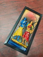Multicolored Radha Krishna Art Wall Hanging | Wall Art Sculpture - Image 2