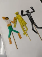 Handcrafted Palm Leaf Sepoy Puppet Set –  Folk Art Toy (Set of 3) - Image 3