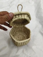 Handmade organic grass jewelry box - the lid is attached to the box. - Image 3