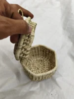 Handmade organic grass jewelry box - the lid is attached to the box. - Image 2