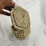 Handmade organic grass jewelry box - the lid is attached to the box.