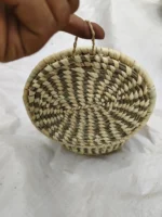 Handmade organic grass jewelry box - The round lid is attached to the box. - Image 2