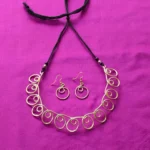 Handcrafted Brass Spiral Necklace Set with Adjustable