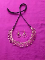 Handcrafted Brass Spiral Necklace Set with Adjustable