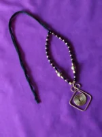 Handcrafted Brass Pendant Necklace – Black & Gold Beads - Image 6