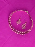 Wavy Pattern Brass Necklace Earrings Set - Image 2