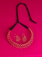 Wavy Pattern Brass Necklace Set (Necklace + Earrings)