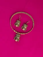 Dokra Brass Tribal Face Motif Necklace Set with Matching Earrings - Image 3
