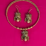 Dokra Brass Tribal Face Motif Necklace Set with Matching Earrings
