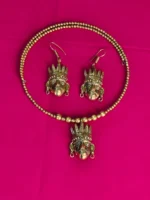 Dokra Brass Tribal Face Motif Necklace Set with Matching Earrings