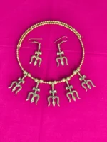 Dokra Brass Trident Necklace Set with Matching Earrings - Image 2