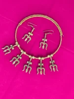 Dokra Brass Trident Necklace Set with Matching Earrings - Image 3