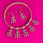 Dokra Brass Trident Necklace Set with Matching Earrings