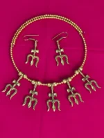 Dokra Brass Trident Necklace Set with Matching Earrings - Image 4
