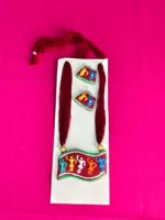 Handmade Terracotta Necklace Set with Earrings Maroon and maroon thread