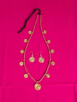Handmade Long Brass Spiral Necklace & Earrings Set for Women