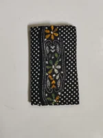 Kantha Stitch Handmade Round Purse – Floral Design black - Image 4