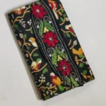 Hand purse black kantha stitch (black red colour)