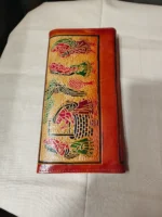 Handicraft Leather Purse Figure motif red Green - Image 4